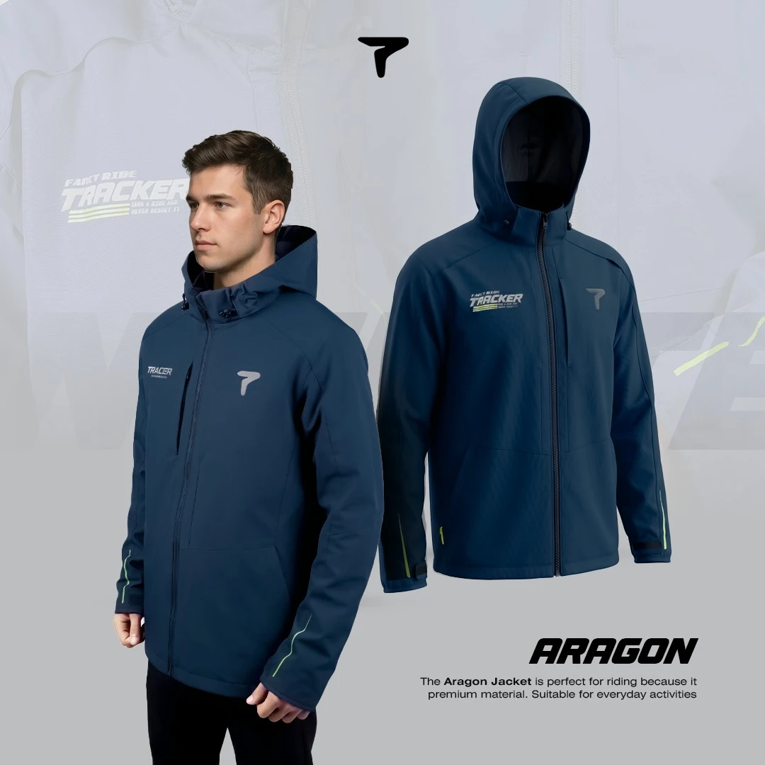 Jaket Motor Pria Waterrepellent Windproof Premium Anti Air, Anti Angin, ARAGON TRACKER
